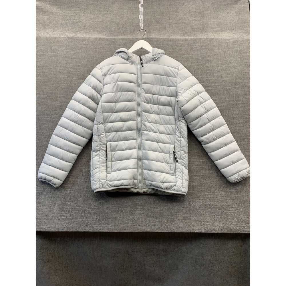 Jackson Hole Outerwear Puffer Jacket‎ Womens Large Gray Faux Fur Lined Full Zip